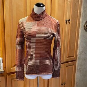 Vintage Vibe Missoni Sport Knit Top with Earth Tone Striped Pattern